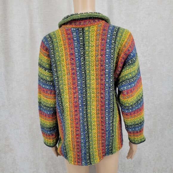 Vintage Hippie Wool Rainbow Woven Knit Full Zip Jacket Unisex 70s? - Picture 6 of 11
